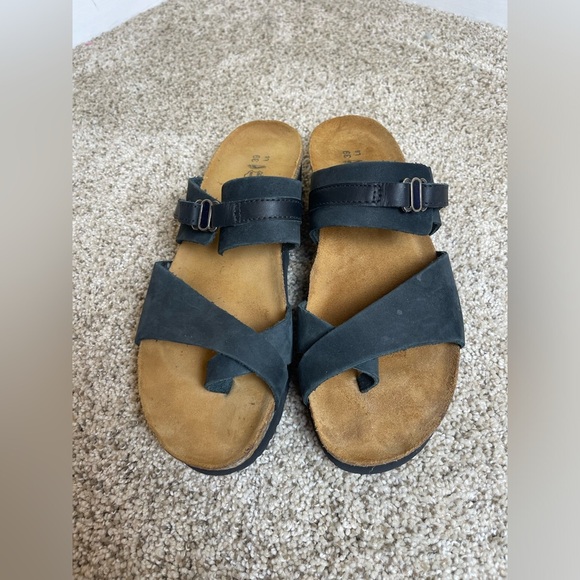 Naot Black Leather Sandals Slip On Size 39/9 - Picture 2 of 6